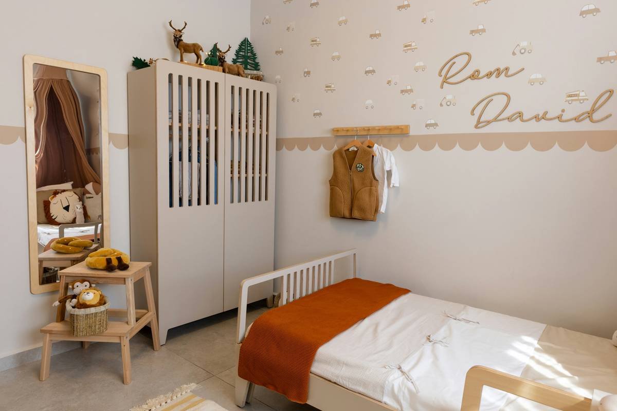 ok furniture bunk beds with solid wood frame and full guardrails in modern kids bedroom