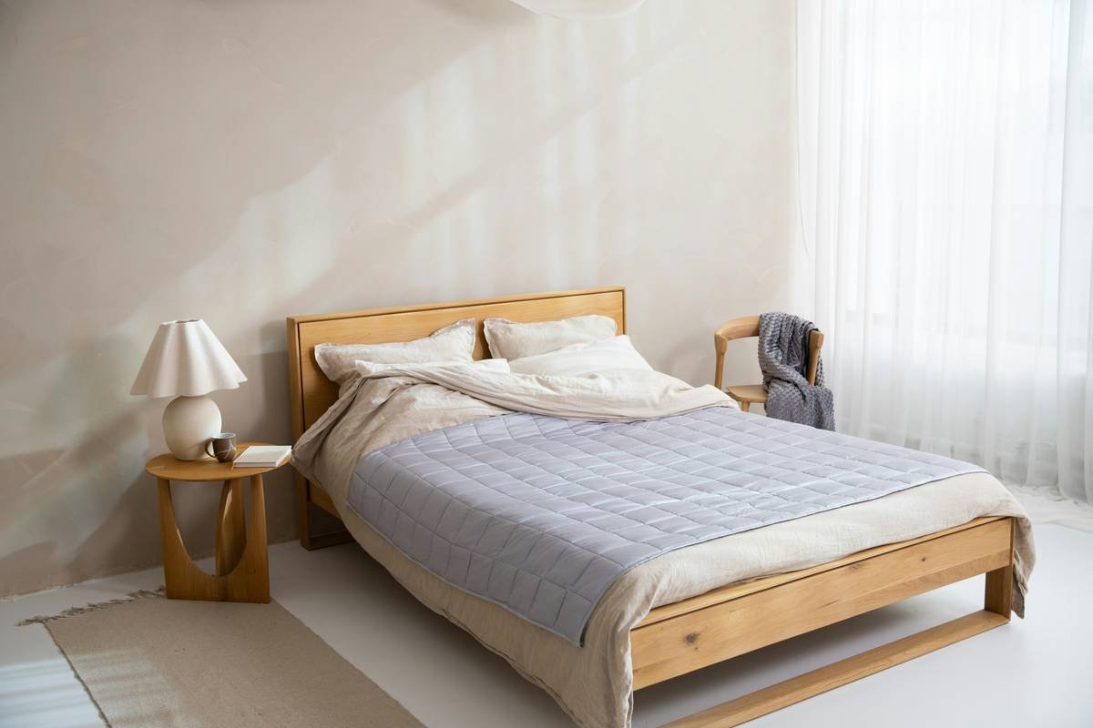Sturdy bunk beds for children s bedroom with angled staircase and under-bed storage